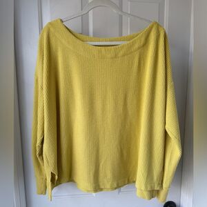 Anthropologie Daily Practice  Yellow Ribbed Sweater Top Size XL